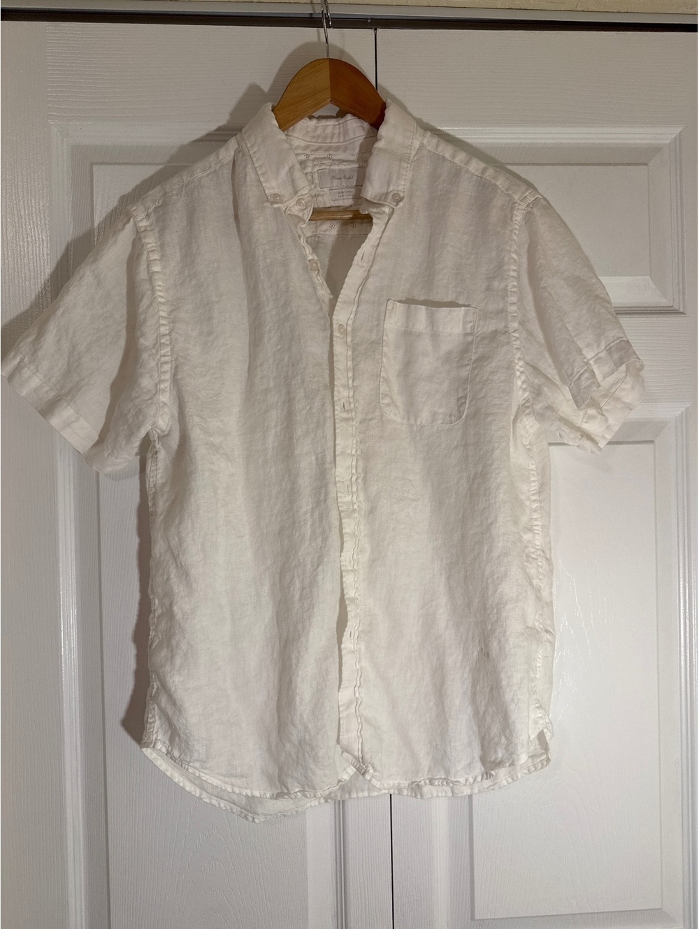 Porter & Ash White 100% Linen Short Sleeve Button-Up Shirt